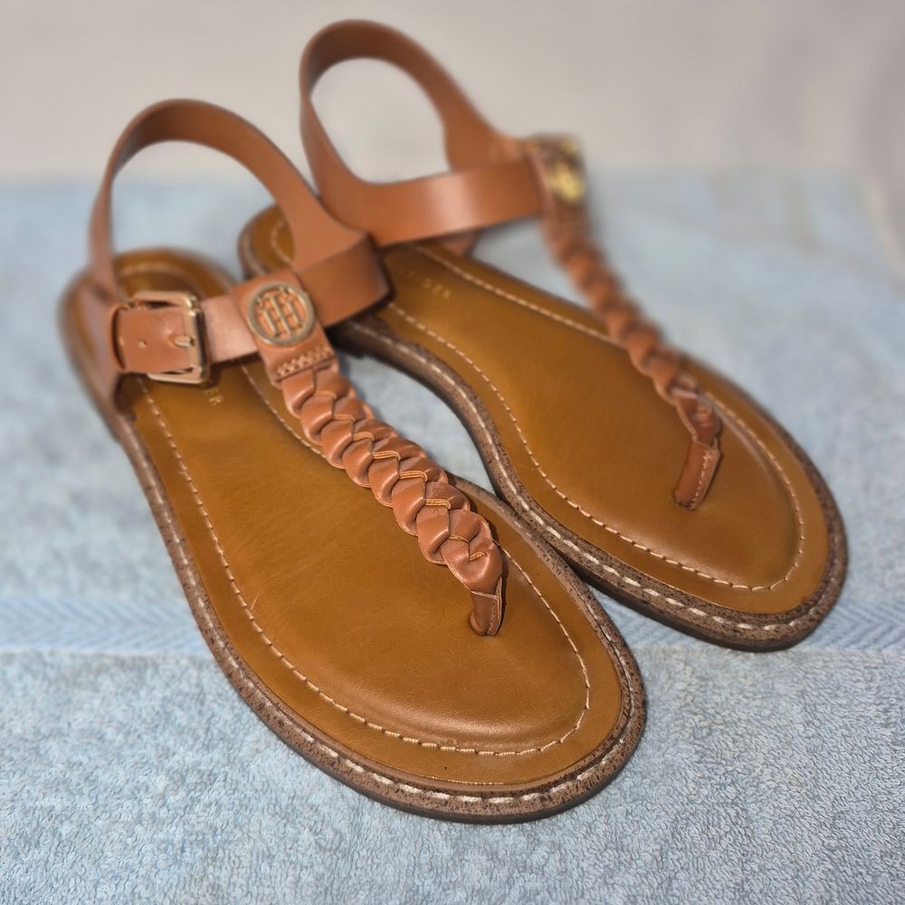 Tommy Hilfiger Tan Leather Sandals